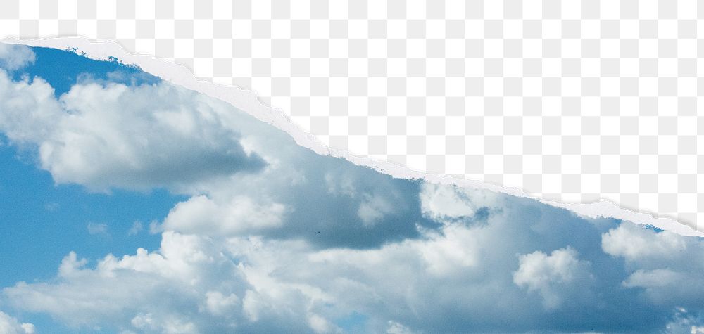 PNG cloudy sky border, ripped paper, transparent background
