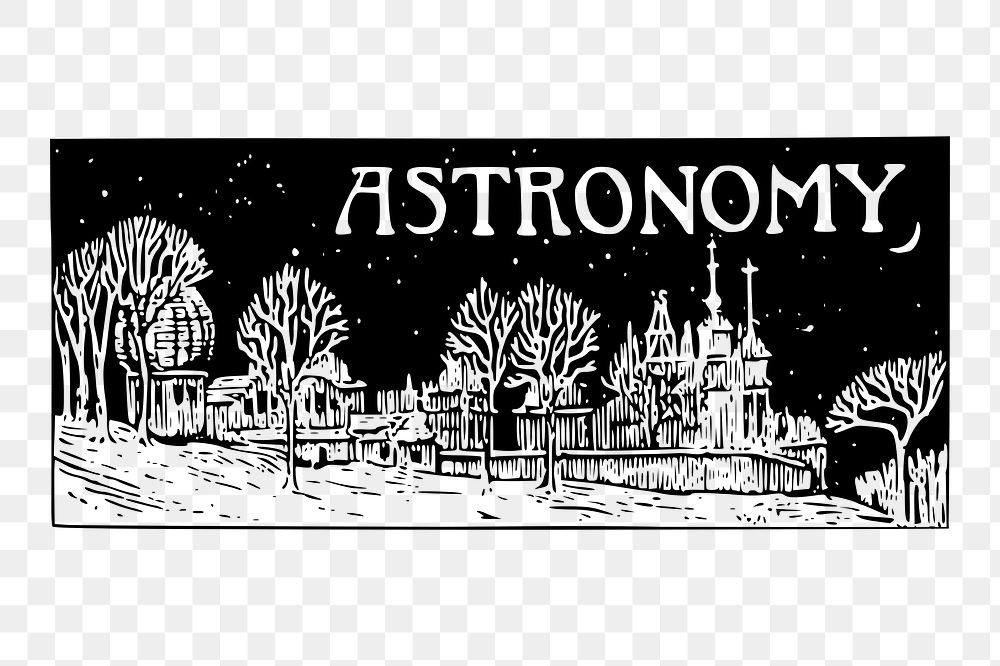 Astronomy towers png sticker, vintage illustration on transparent background. Free public domain CC0 image.