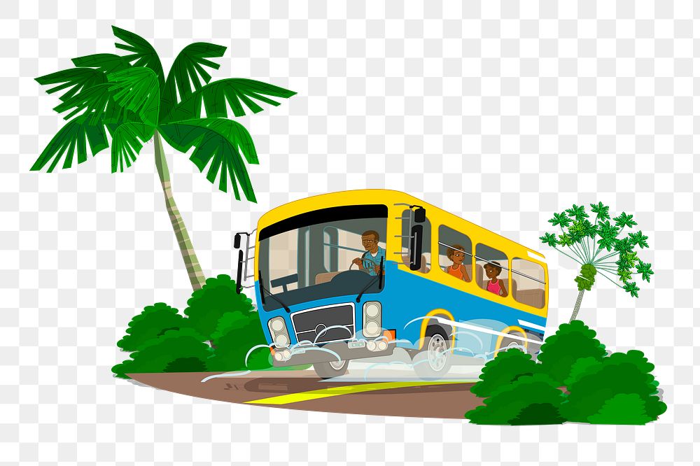 Tour bus png sticker, vehicle illustration on transparent background. Free public domain CC0 image.