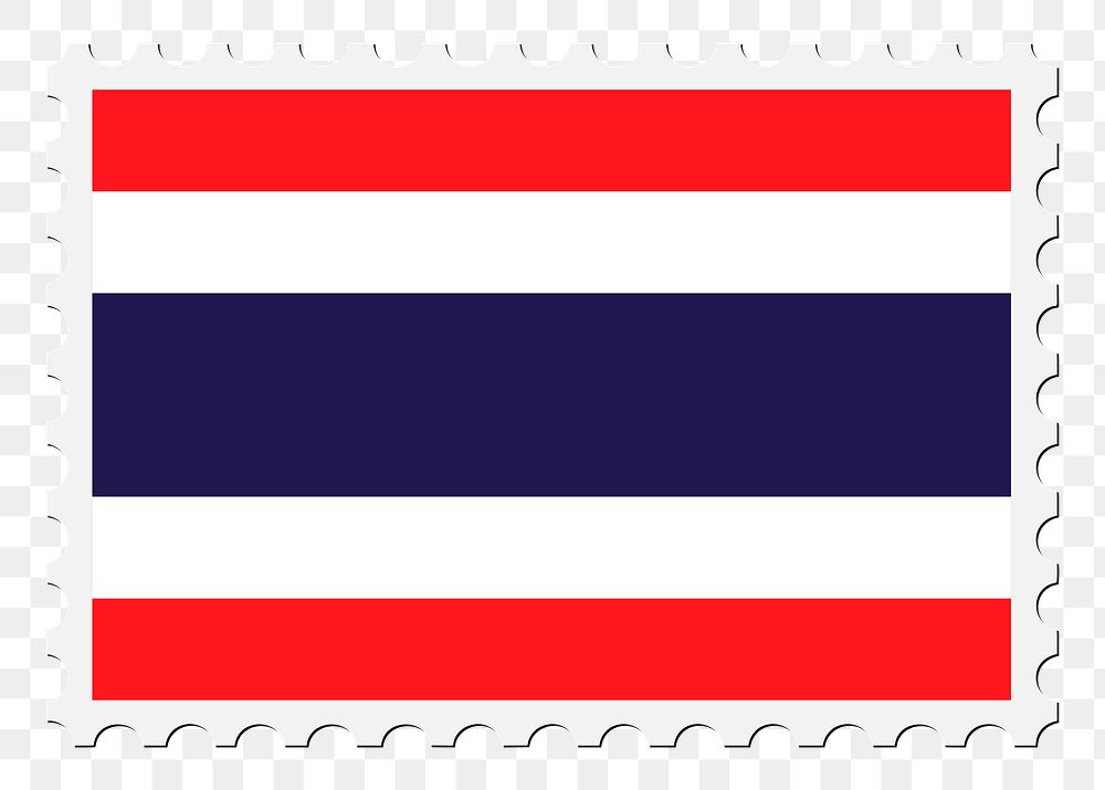 Thai flag stamp png sticker, national symbol illustration on transparent background. Free public domain CC0 image.