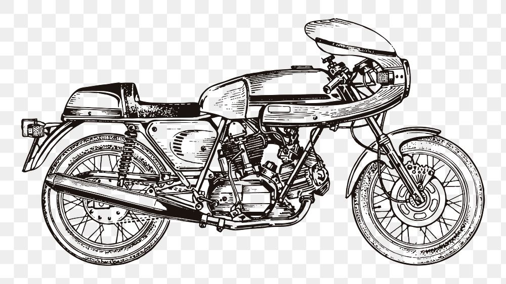 Classic motorcycle png sticker, vehicle illustration on transparent background. Free public domain CC0 image.