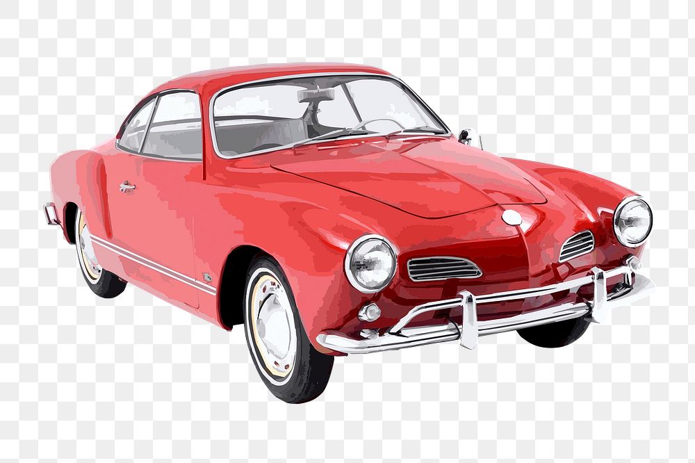 Red classic png car sticker, vehicle illustration on transparent background. Free public domain CC0 image.