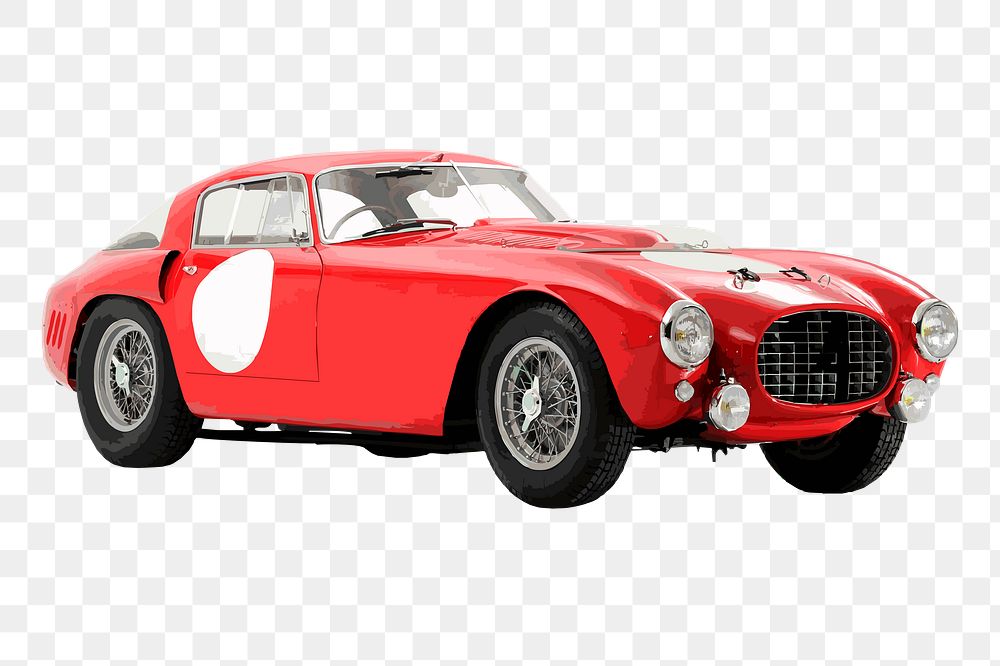 Red classic png car sticker, vehicle illustration on transparent background. Free public domain CC0 image.