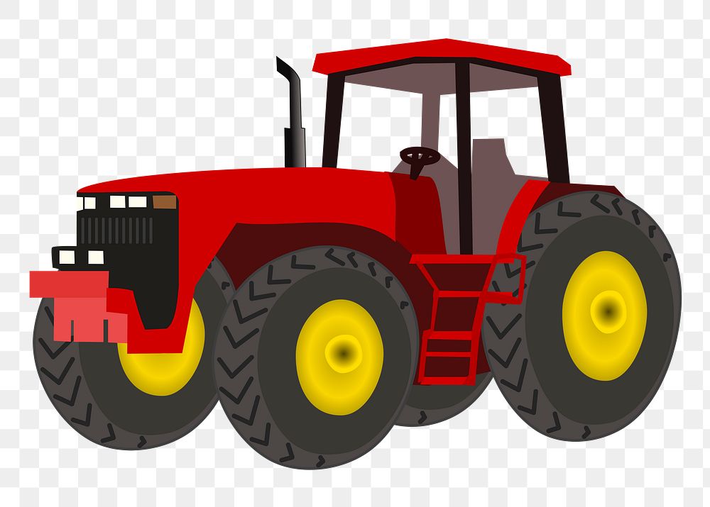 Red tractor png sticker, agricultural vehicle illustration on transparent background. Free public domain CC0 image.