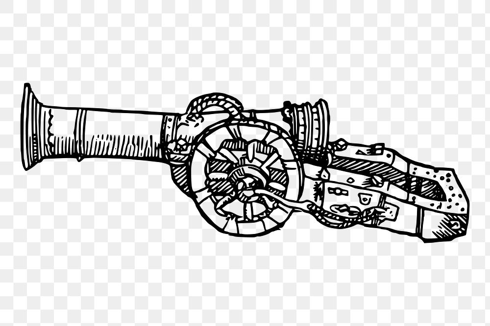 Cannon png sticker, medieval weapon illustration on transparent background. Free public domain CC0 image.