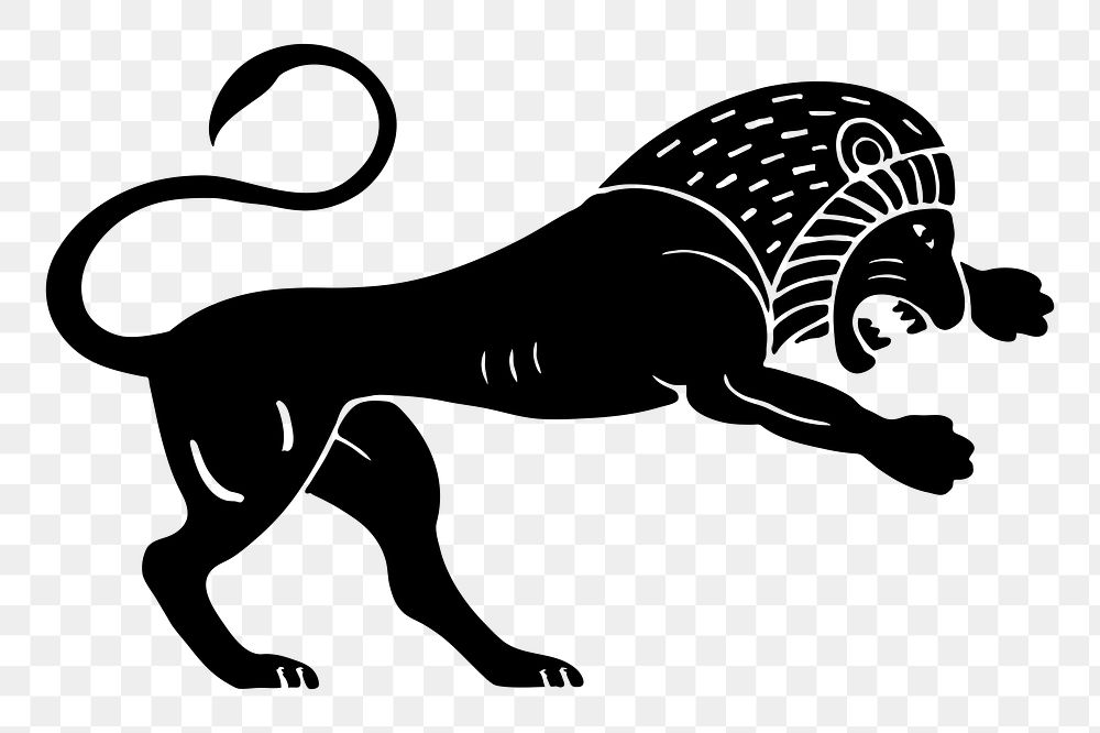 Black lion  png sticker illustration, transparent background. Free public domain CC0 image