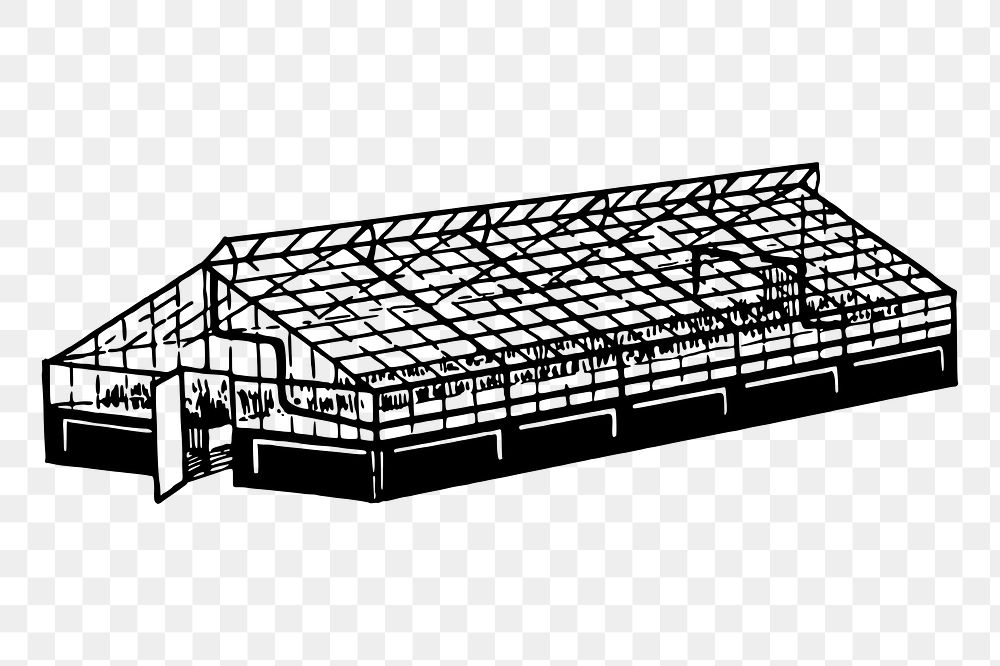 Greenhouse building  png sticker illustration, transparent background. Free public domain CC0 image.