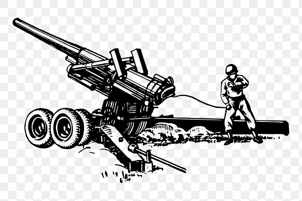 Cannon weapon png sticker illustration, transparent background. Free public domain CC0 image.