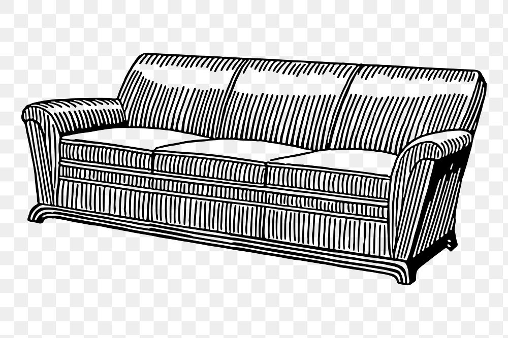 Couch png sticker illustration, transparent background. Free public domain CC0 image.