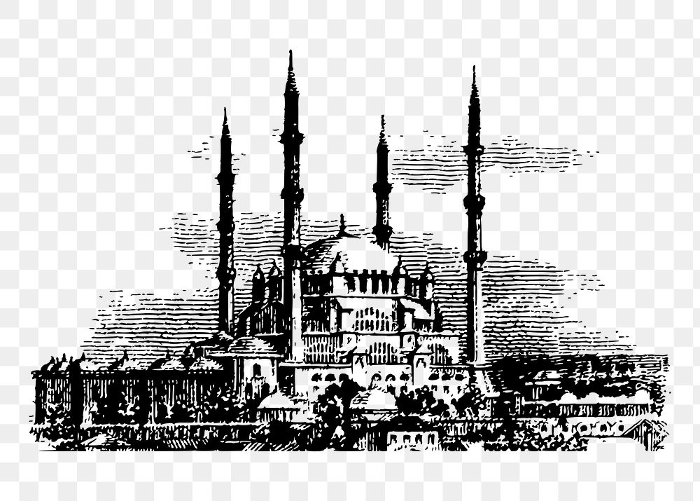 Selimiye Mosque png sticker illustration, transparent background. Free public domain CC0 image.