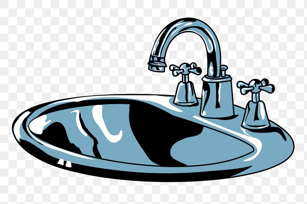 Bathroom sink png sticker, furniture illustration on transparent background. Free public domain CC0 image.