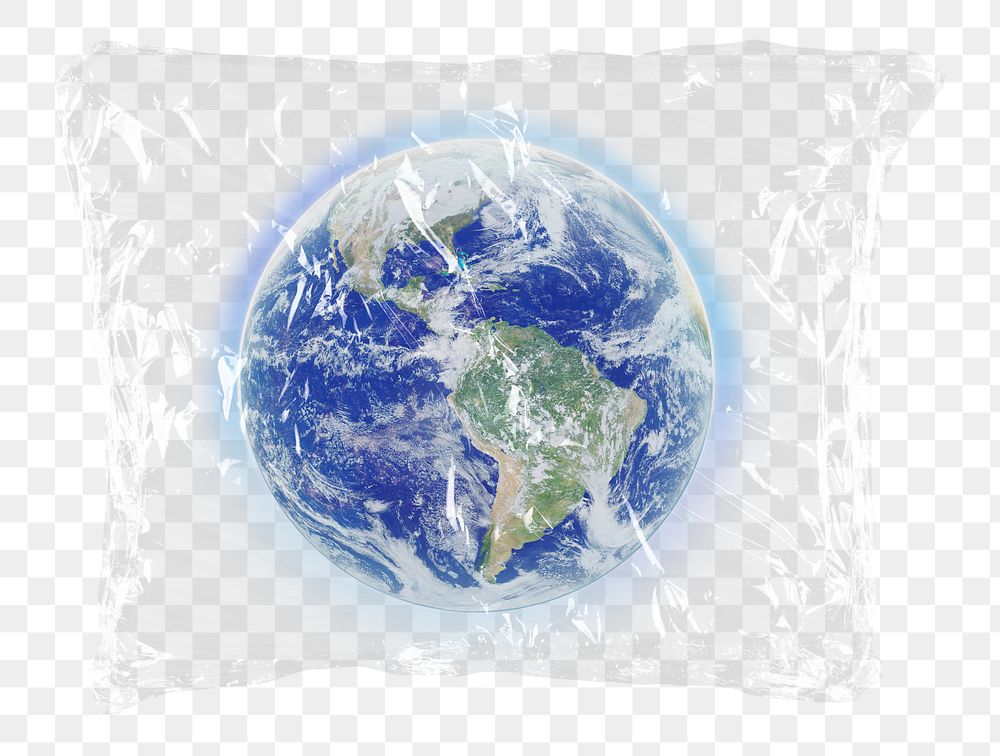 Globe surface png plastic bag sticker, environment concept art on transparent background
