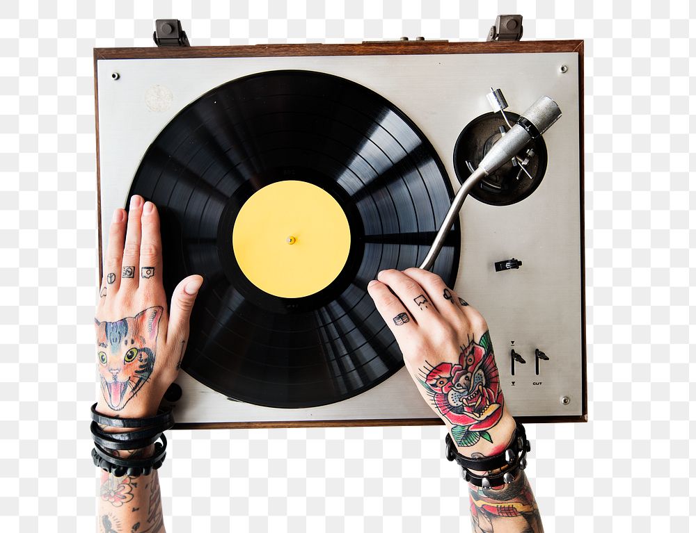 Vinyl record player png sticker, transparent background