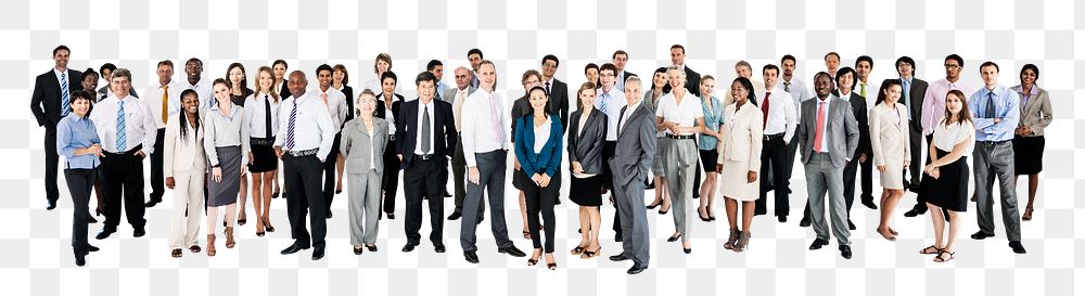 Business people png sticker, large group, transparent background