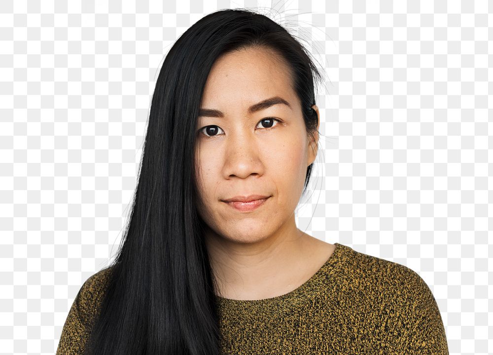 Asian woman portrait png sticker, transparent background