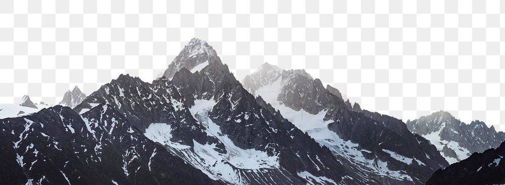 Snowy mountain png border, transparent background