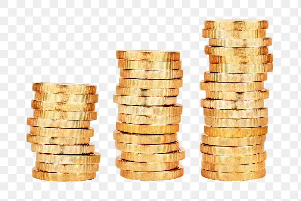 Coin stack png sticker, money image on transparent background