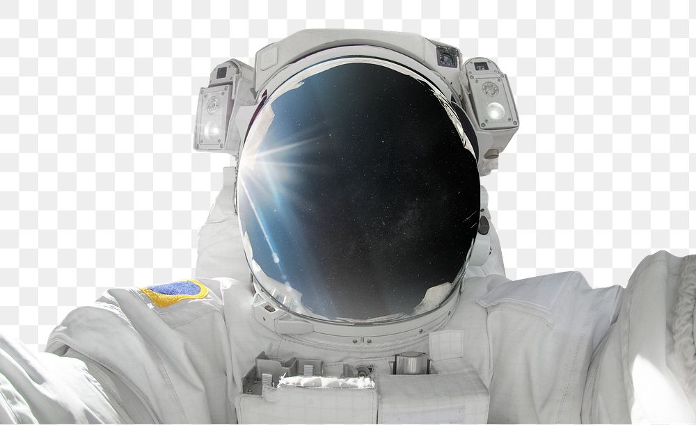 Png astronaut taking selfie, galaxy aesthetic, transparent background