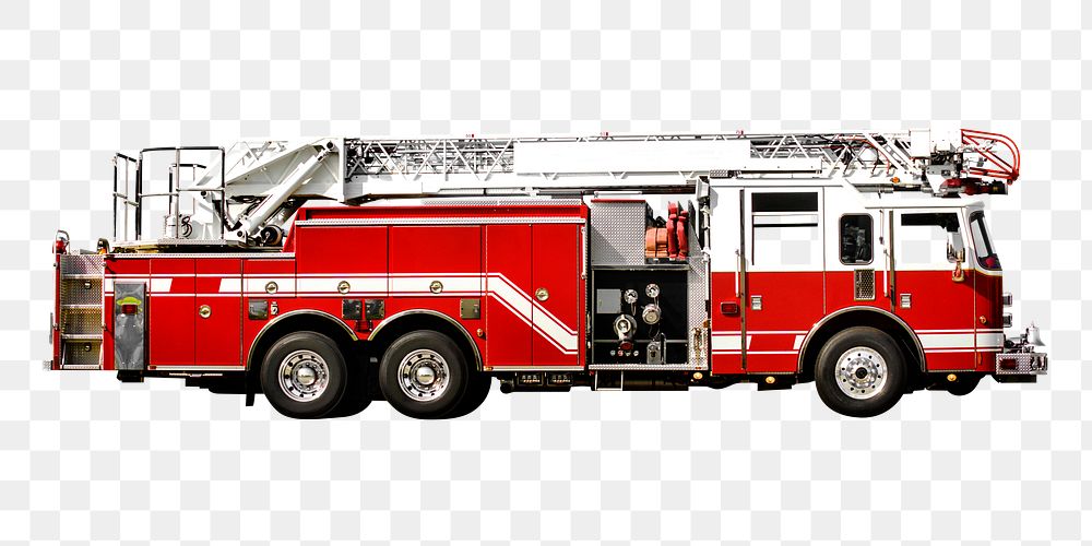 Fire truck png sticker, vehicle image on transparent background