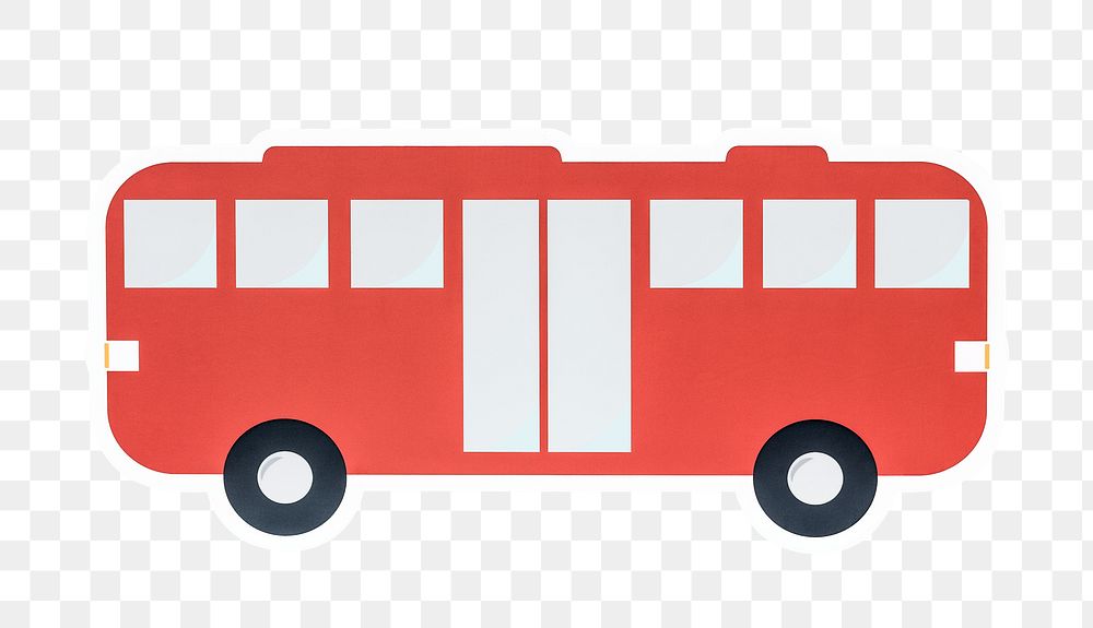 Red bus png sticker, transparent background