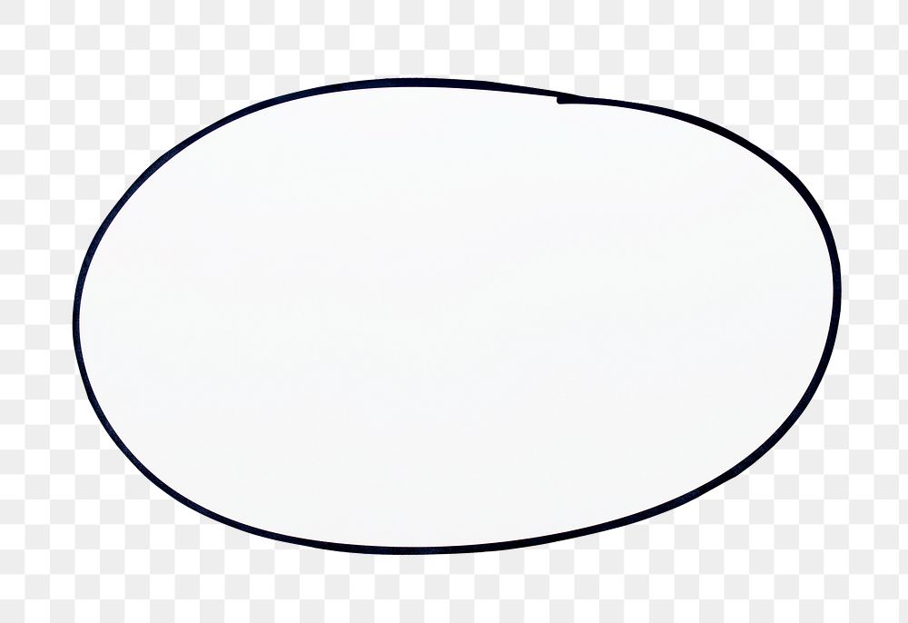 Blank oval doodle png badge, transparent background