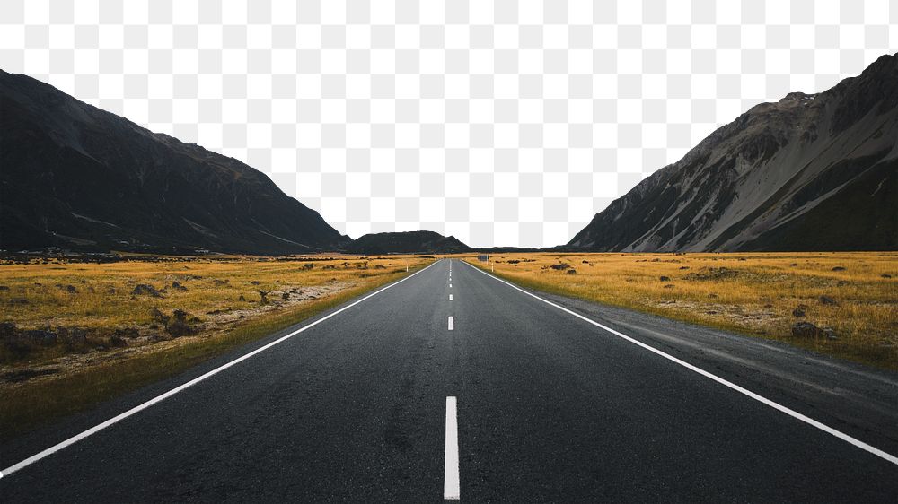 Road landscape png border, transparent background