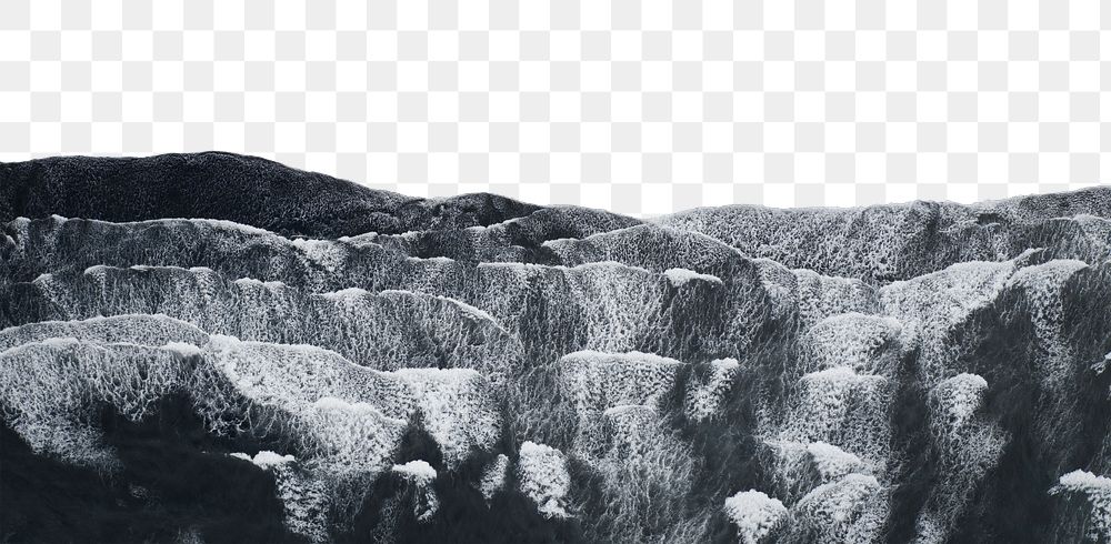 Black beach png border, transparent background