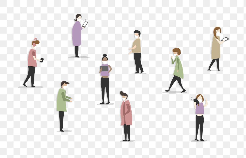 People using phones png sticker, transparent background