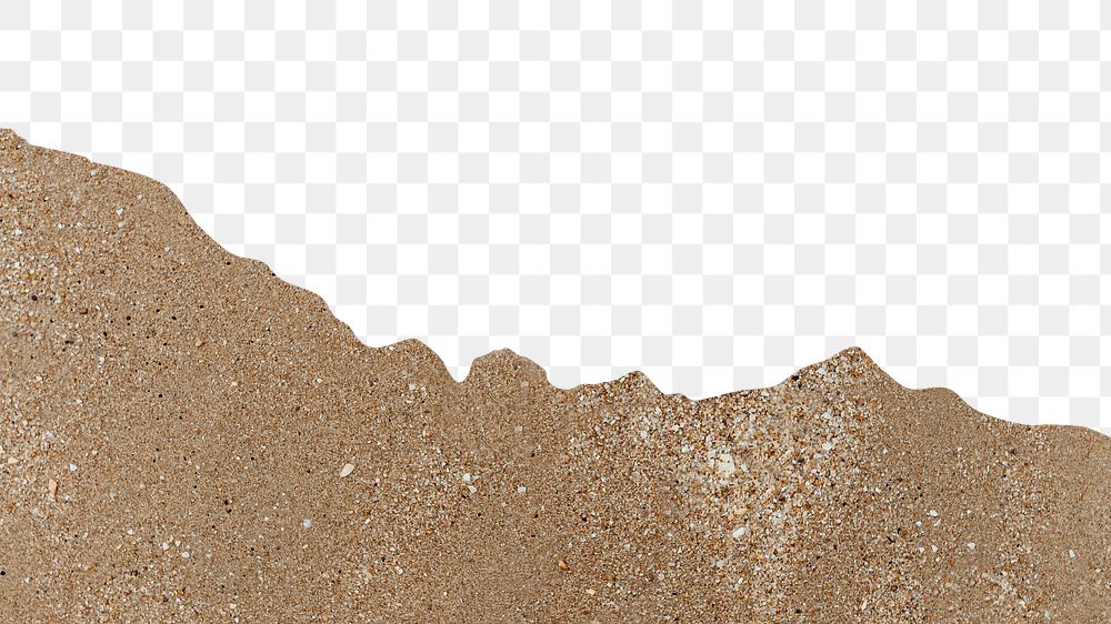 Beach sand png border, transparent background