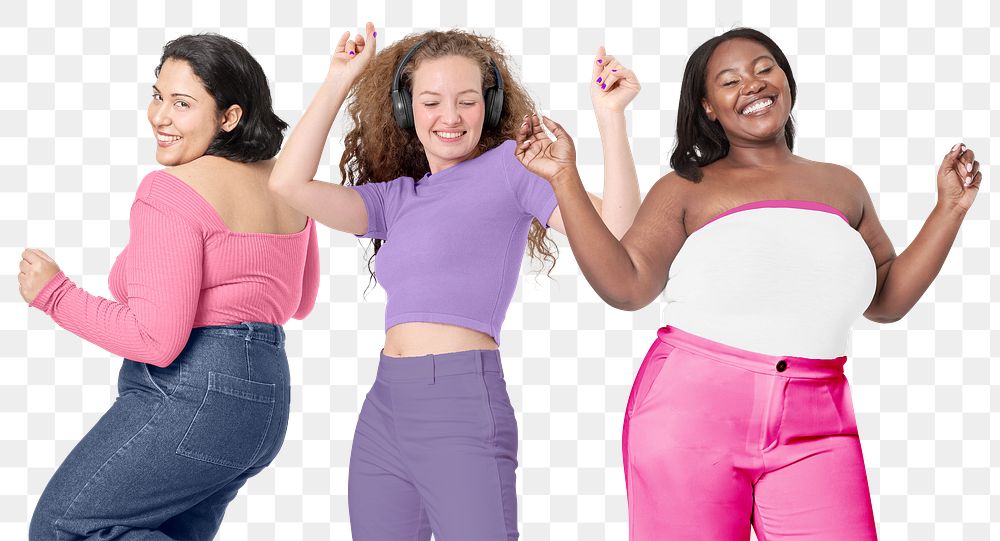 Diverse women dancing png sticker, transparent background