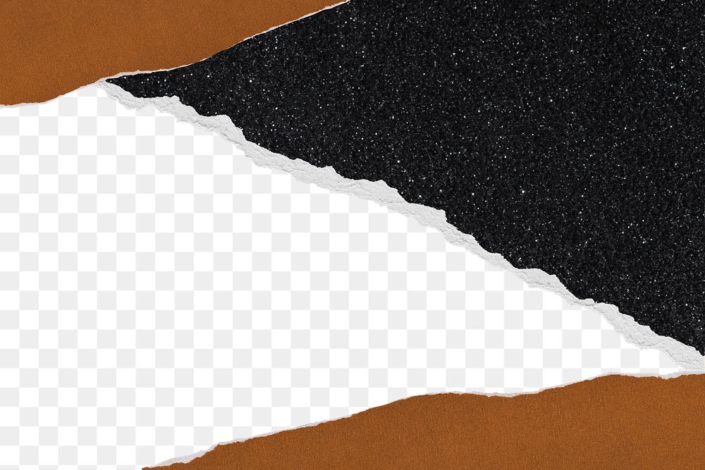 Ripped paper png border frame, brown transparent background