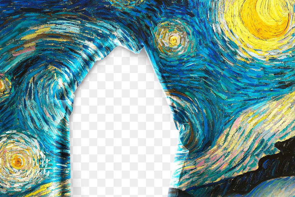 Starry Night png frame, Van Gogh's famous painting remixed by rawpixel, transparent design