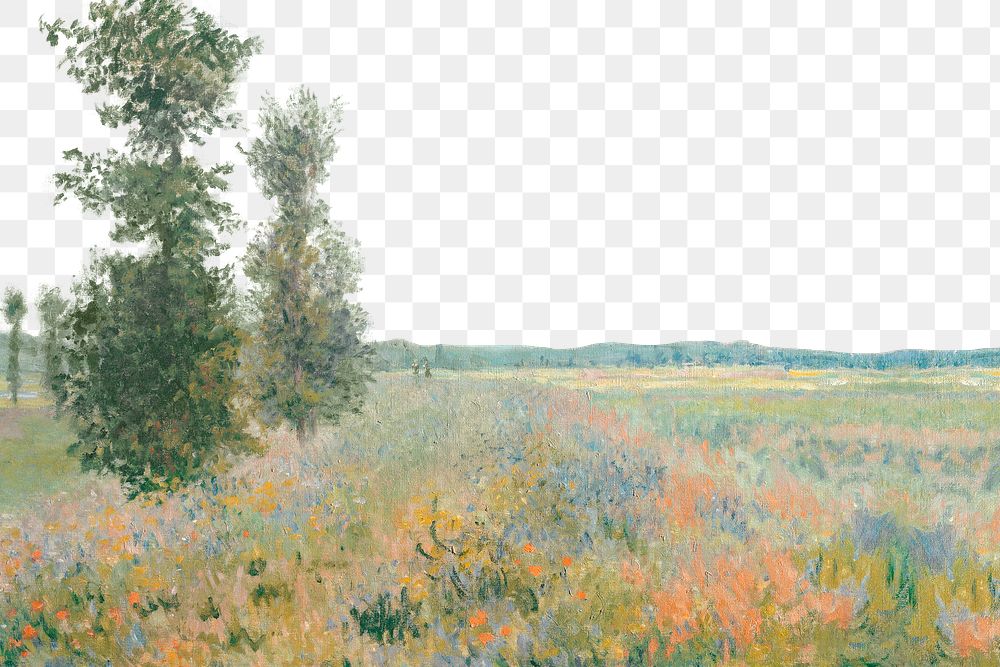 Monet's landscape png border, nature illustration remixed by rawpixel, transparent background