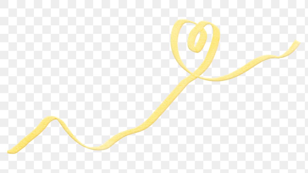 Png yellow heart squiggle sticker,  transparent background