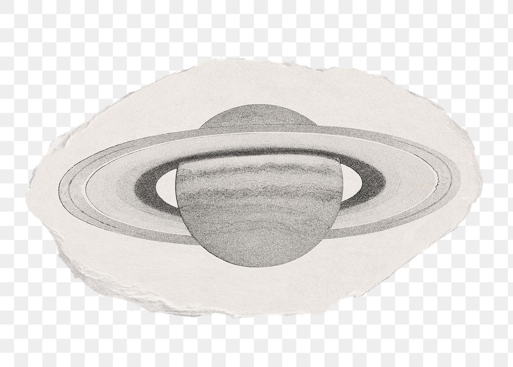 Saturn png sticker, torn paper transparent background