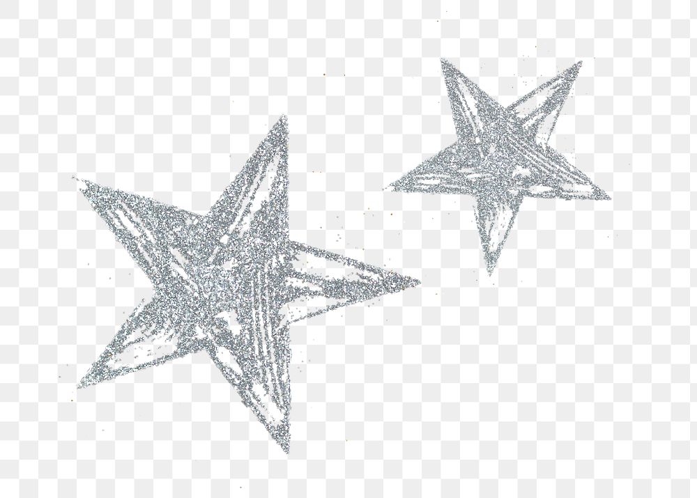 Silver star png sticker, transparent background