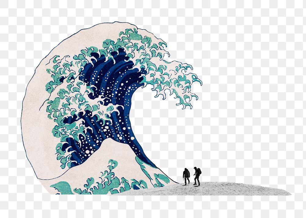 Png Great wave off kanagawa sticker, Hokusai's famous artwork transparent background remixed by rawpixel