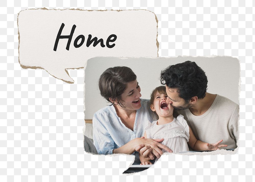 Happy family png sticker, home concept instant film image, transparent background