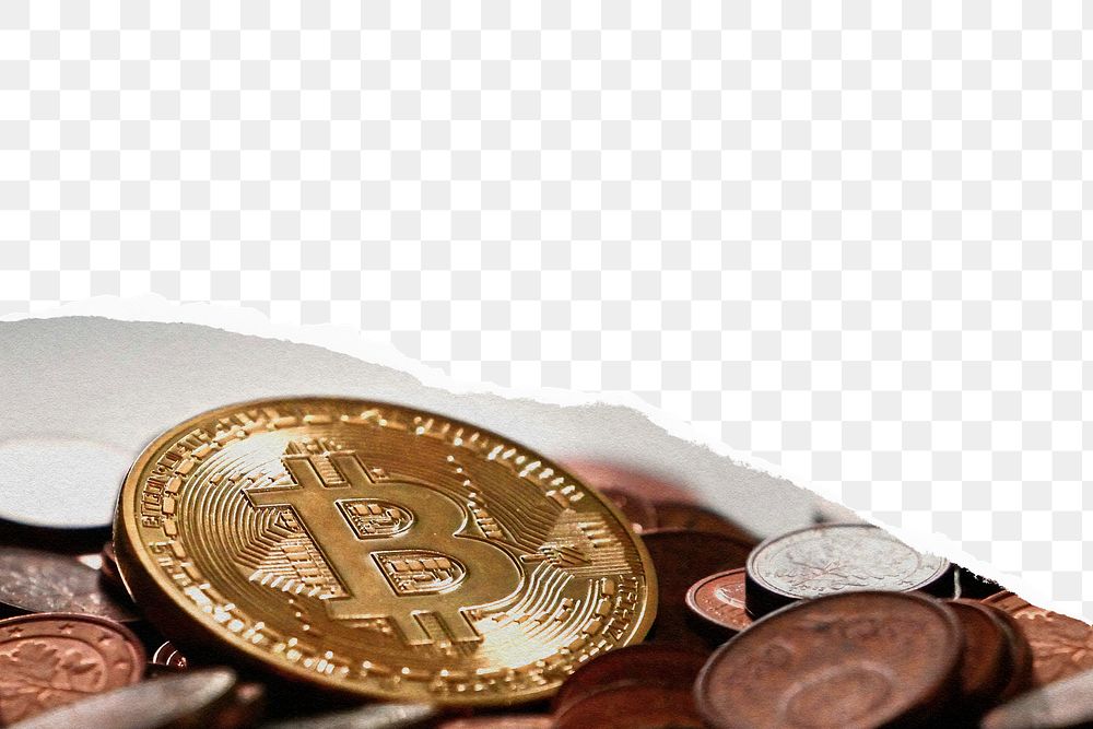 Bitcoin cryptocurrency png border, transparent background, digital finance