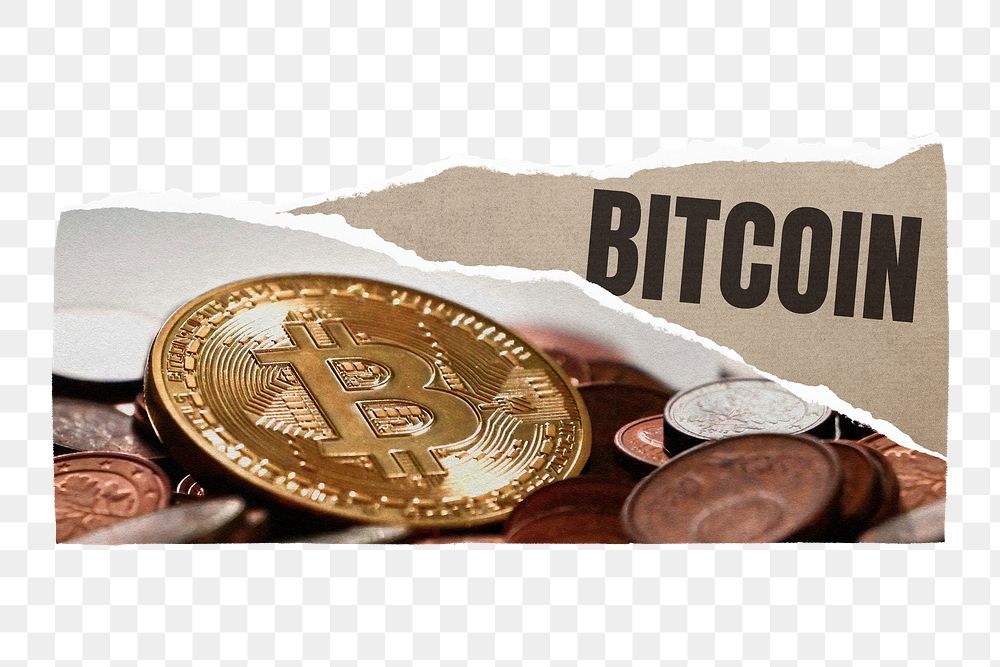 Bitcoin cryptocurrency png sticker, ripped paper craft on transparent background