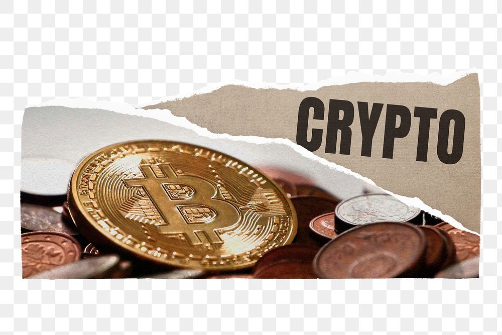 Cryptocurrency png sticker, ripped paper craft on transparent background
