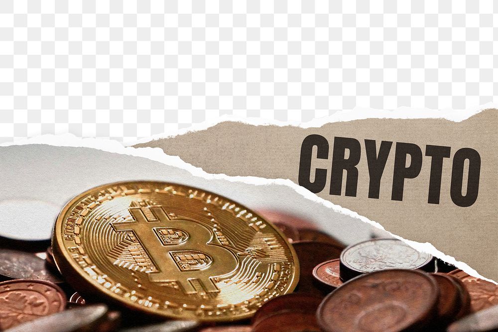 Cryptocurrency finance png border, background, ripped paper craft