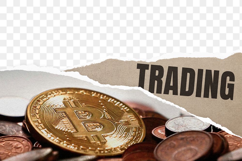 Cryptocurrency trading png border, transparent background, ripped paper craft
