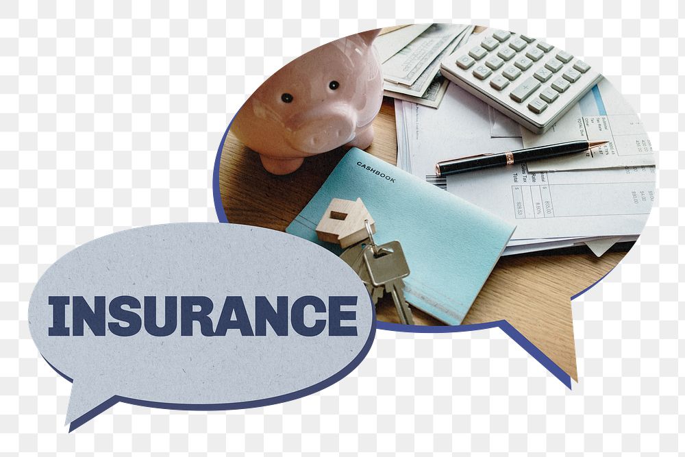 Insurance png speech bubble sticker, finance image on transparent background