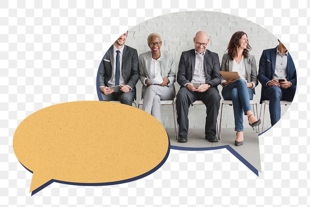 Business people png speech bubble, human resources image, transparent background