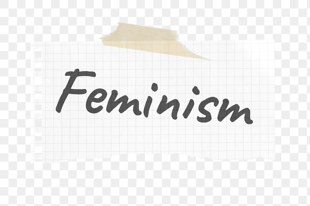 Feminism typography png ripped paper sticker, journal collage element on transparent background