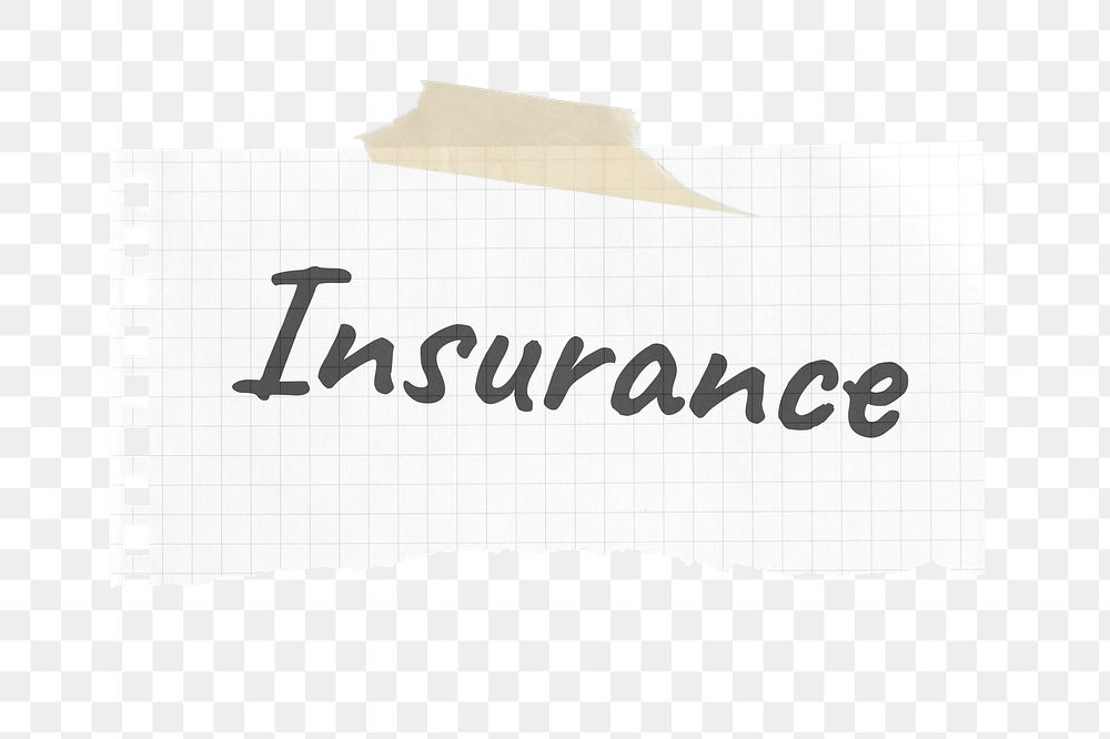 Insurance png ripped paper sticker, typography image, transparent background