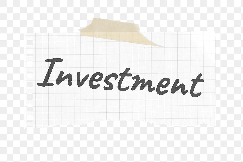 Investment png ripped paper sticker, typography image, transparent background