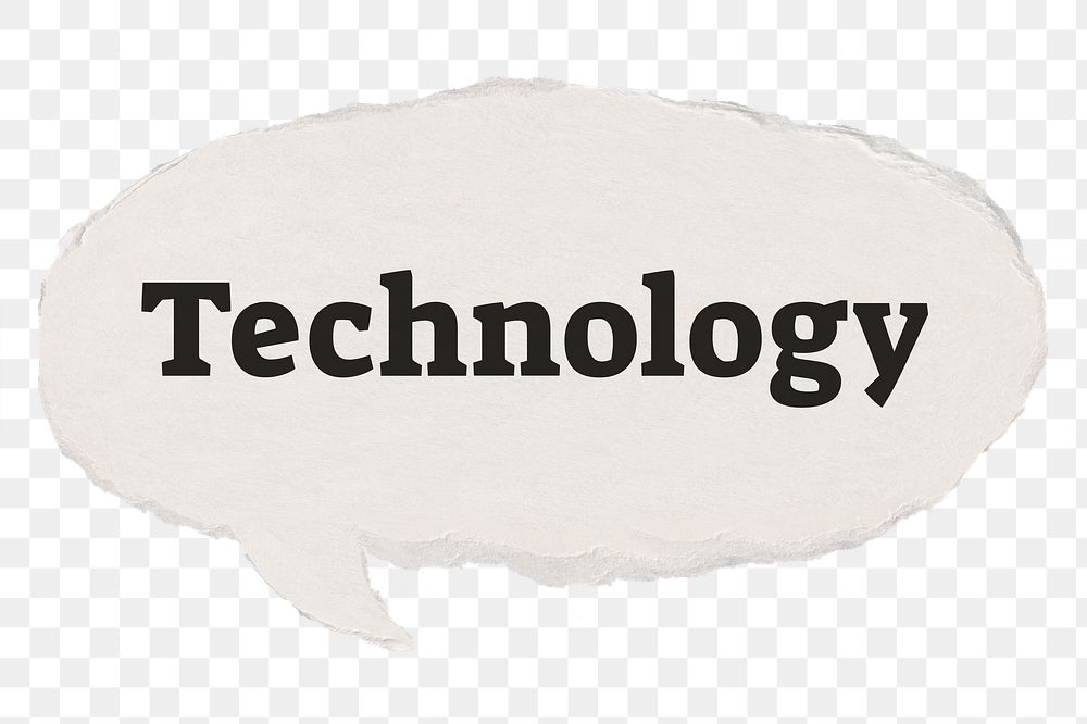 Technology png speech bubble typography sticker on transparent background