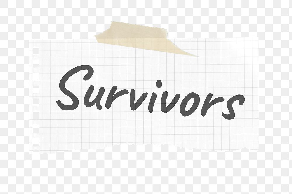 Survivors png ripped paper sticker, cancer awareness typography on transparent background